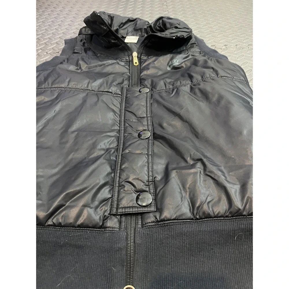 Nike Sportswear Puffer Vest Womens L 12-14 Black Quilted Full Zip 299302-010